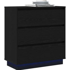 vidaXL Cabinet de chevet avec tiroir Chêne noir 71 x 34,5 x 75 cm