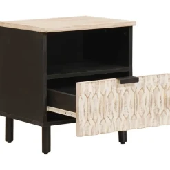 vidaXL Cabinet de chevet Blanc 40 x 33 x 46 cm Bois de mangue massif