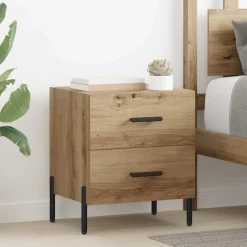 vidaXL Cabinet de chevet avec tiroir Chêne artisanal 40 x 35 x 47,5 cm