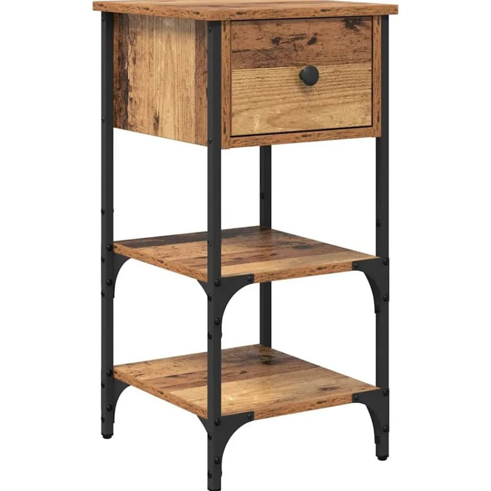 Tables-vidaXL Cabinet de chevet Marron 33,5 x 36 x 70 cm Bois d’ingénierie Bois ancien