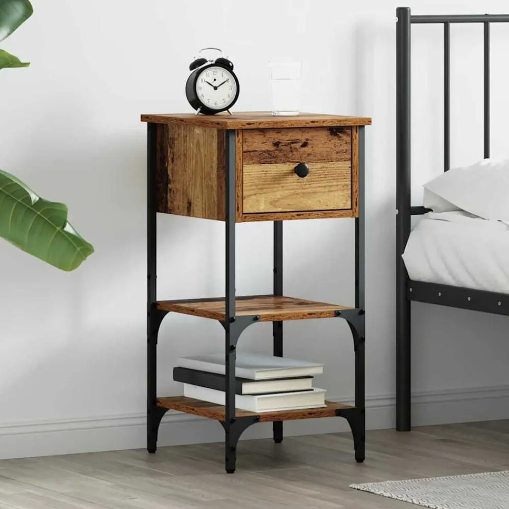 Tables-vidaXL Cabinet de chevet Marron 33,5 x 36 x 70 cm Bois d’ingénierie Bois ancien