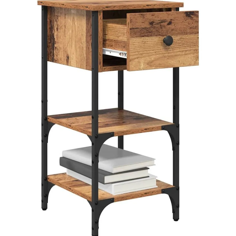 Tables-vidaXL Cabinet de chevet Marron 33,5 x 36 x 70 cm Bois d’ingénierie Bois ancien