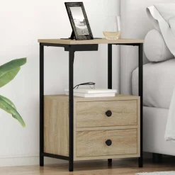 Tables-vidaXL Cabinet de chevet avec tiroir Chêne Sonoma 40 x 31 x 60 cm Ch&ecirc;ne sonoma