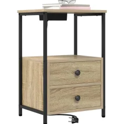 Tables-vidaXL Cabinet de chevet avec tiroir Chêne Sonoma 40 x 31 x 60 cm Ch&ecirc;ne sonoma