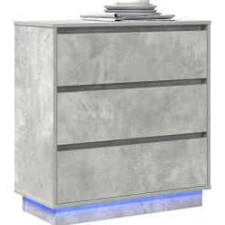Tables-vidaXL Cabinet de chevet avec tiroir 71 x 34,5 x 75 cm Gris béton