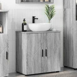 vidaXL Cabinet de salle de bain avec porte Gris Sonoma 61 x 35 x 64 cm