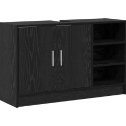 Ensembles De Meubles-vidaXL Cabinet de salle de bain avec porte Chêne noir 90 x 29 x 55 cm Ch&ecirc;ne noir