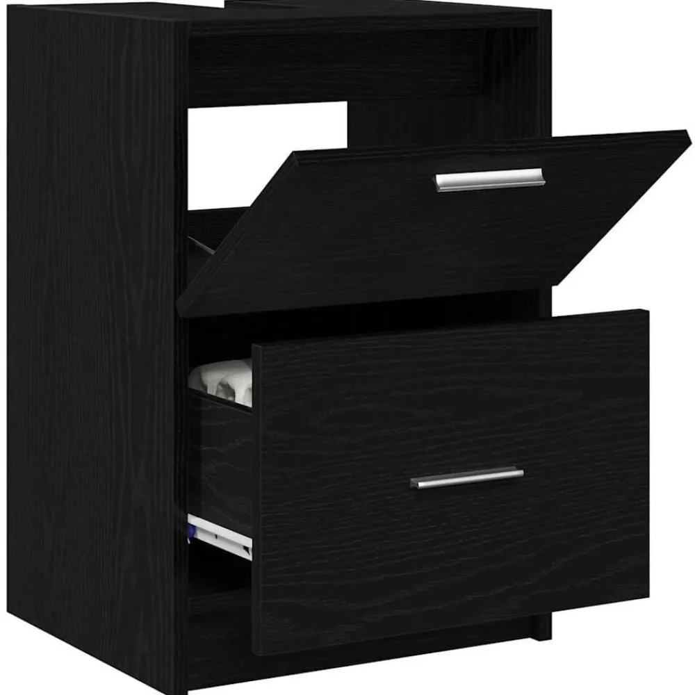 vidaXL Cabinet de salle de bain avec tiroir Chêne noir 40 x 37 x 59 cm