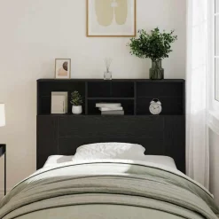 Lits & Accessoires-vidaXL Cabinet de Tête de Lit Chêne noir 120 x 19 x 103,5 cm Ch&ecirc;ne noir