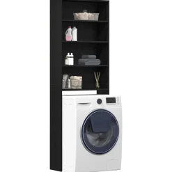 vidaXL Cabinet pour lave-linge Chêne noir 64 x 24 x 190 cm