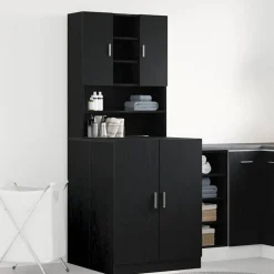 Accessoires Pour Appareils Électroménagers-vidaXL Cabinet pour lave-linge 2 pcs Chêne noir 70,5 x 71,5 x 181,5 cm Ch&ecirc;ne noir