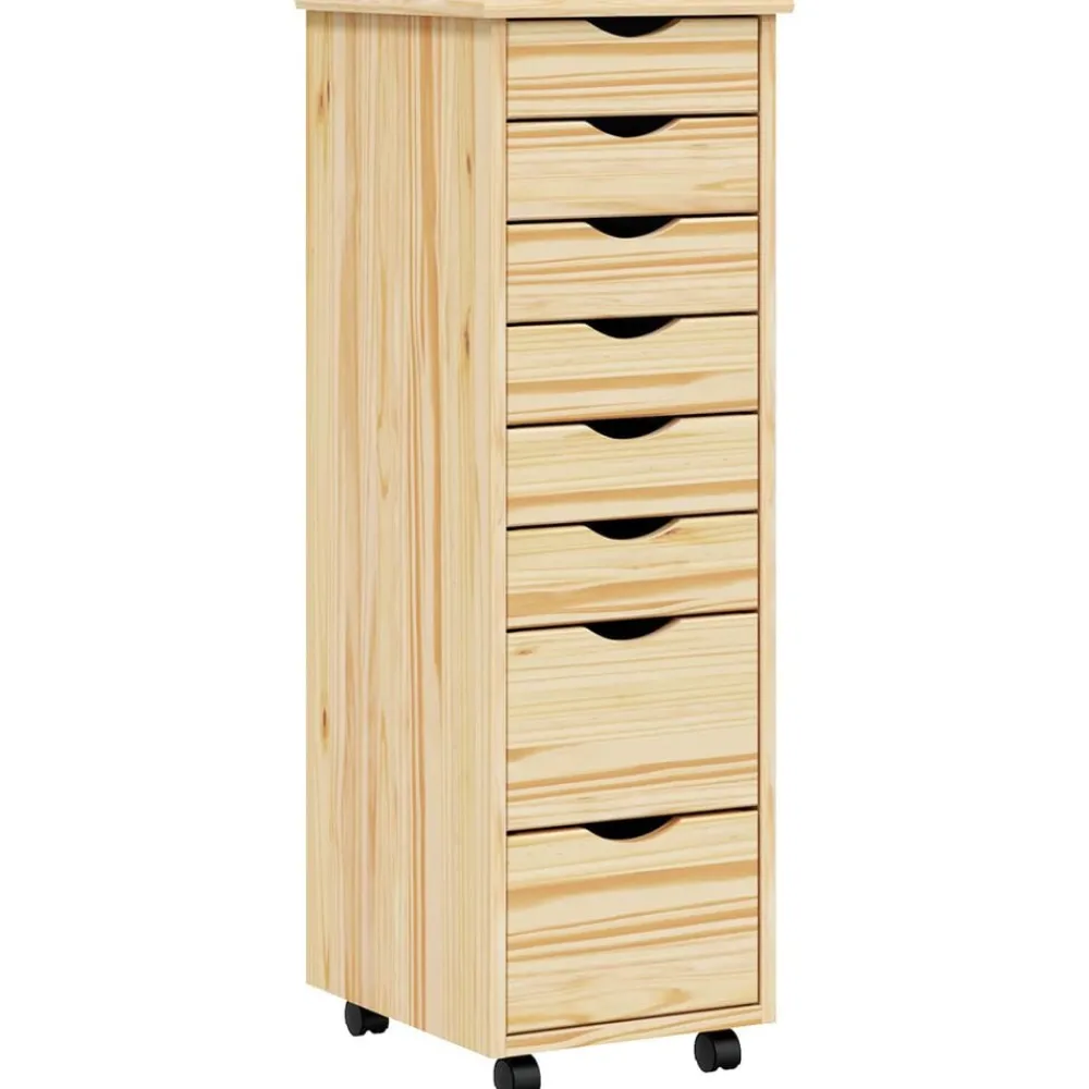 vidaXL Cabinet Roulant avec Tiroirs avec roue MOSS Vernis transparent
