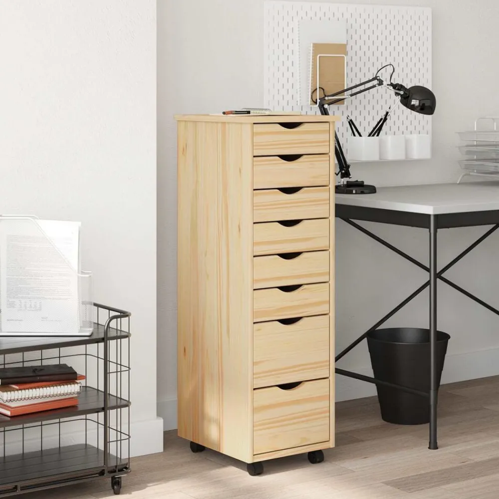 vidaXL Cabinet Roulant avec Tiroirs avec roue MOSS Vernis transparent