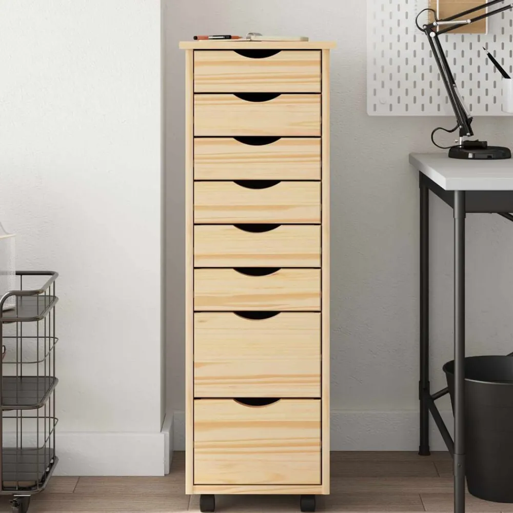 vidaXL Cabinet Roulant avec Tiroirs avec roue MOSS Vernis transparent