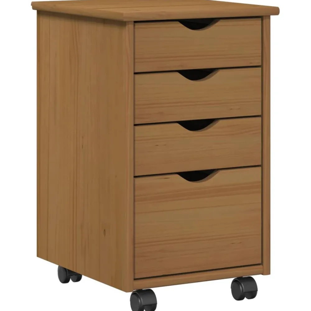 vidaXL Cabinet roulant MOSS 34 x 39 x 56 cm Pin massif