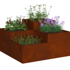 Pelouses & Jardins-vidaXL Cache-pot de jardin Rouillé 80 x 80 x 48 cm Acier patiné Acier résistant aux intempéries