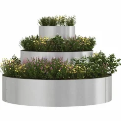 Pelouses & Jardins-vidaXL Cache-pot de jardin Argent 90 x 90 x 20 cm Acier inoxydable