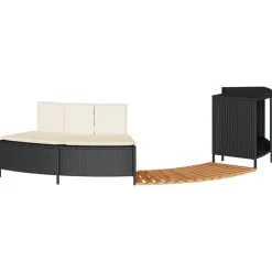 Piscine & Spa-vidaXL Cadre de bain à remous résine tressée bois massif d'acacia Noir