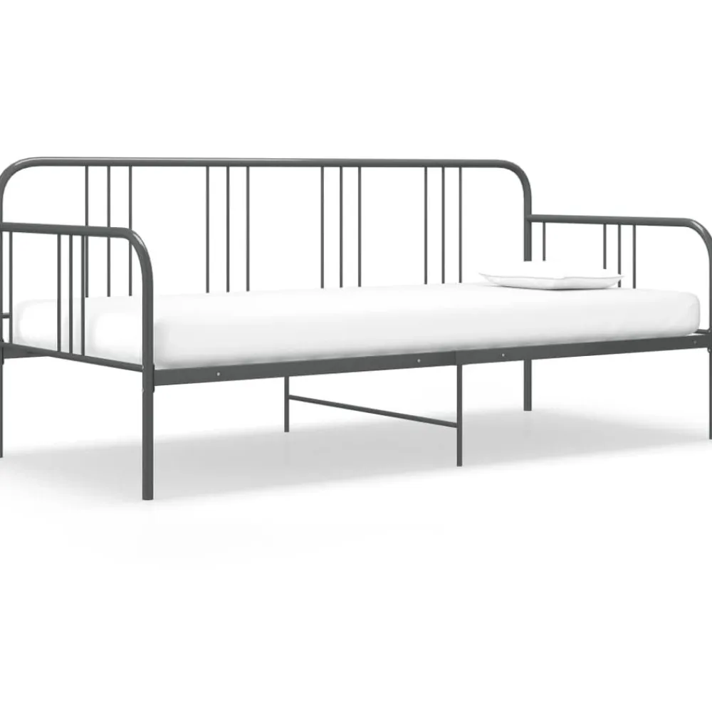 Lits & Accessoires-vidaXL Cadre de canapé-lit sans matelas métal 90x200 cm Gris