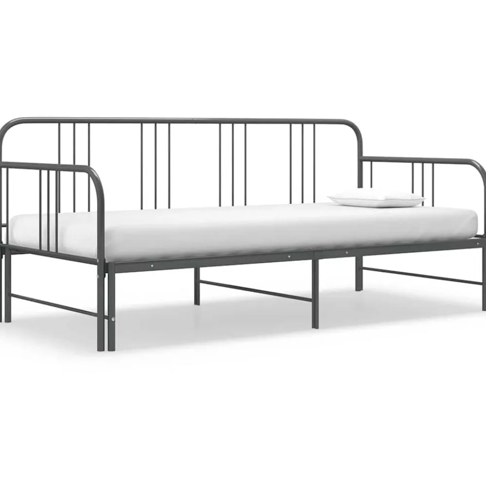 Lits & Accessoires-vidaXL Cadre de canapé-lit extensible sans matelas métal 90x200cm Gris