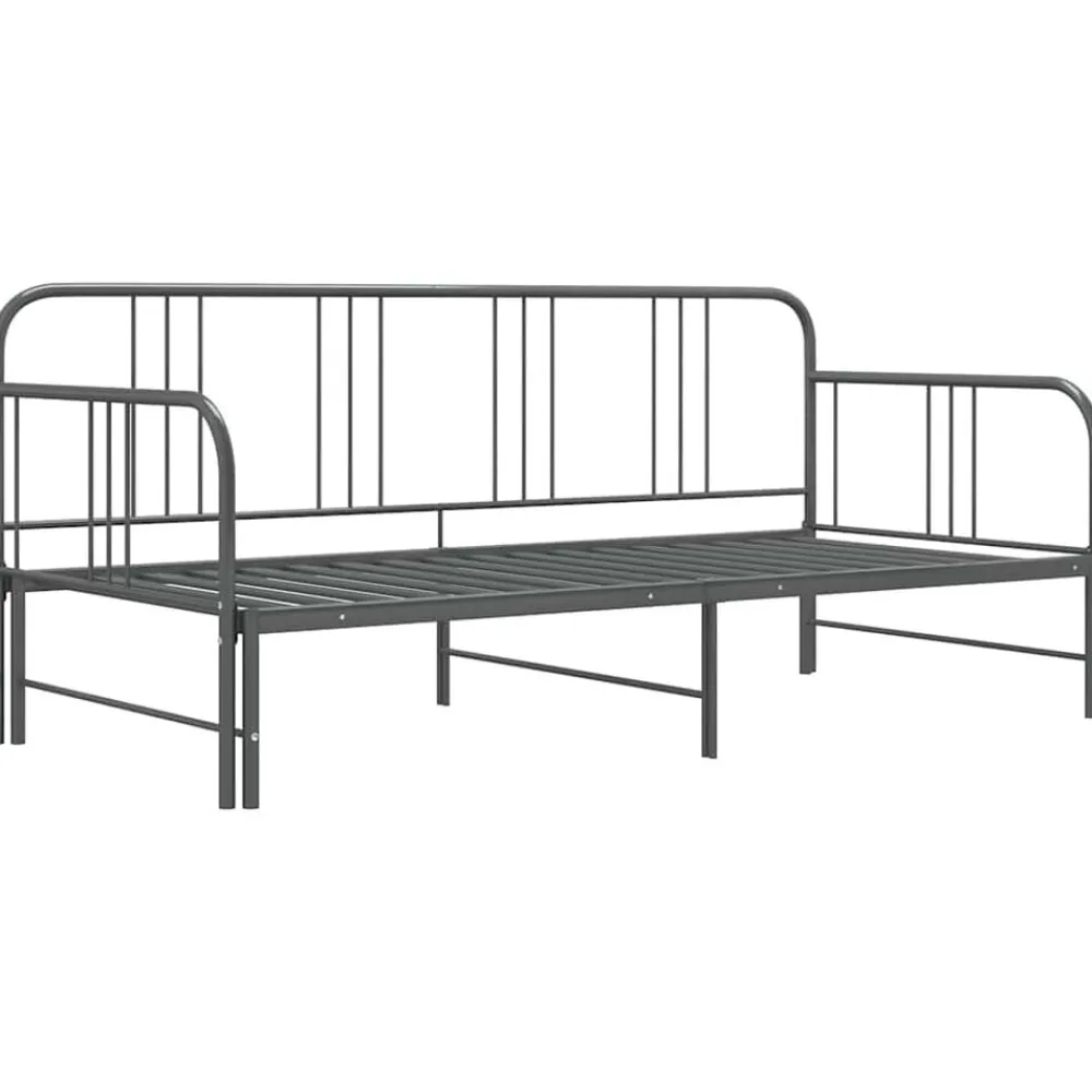 Lits & Accessoires-vidaXL Cadre de canapé-lit extensible sans matelas métal 90x200cm Gris