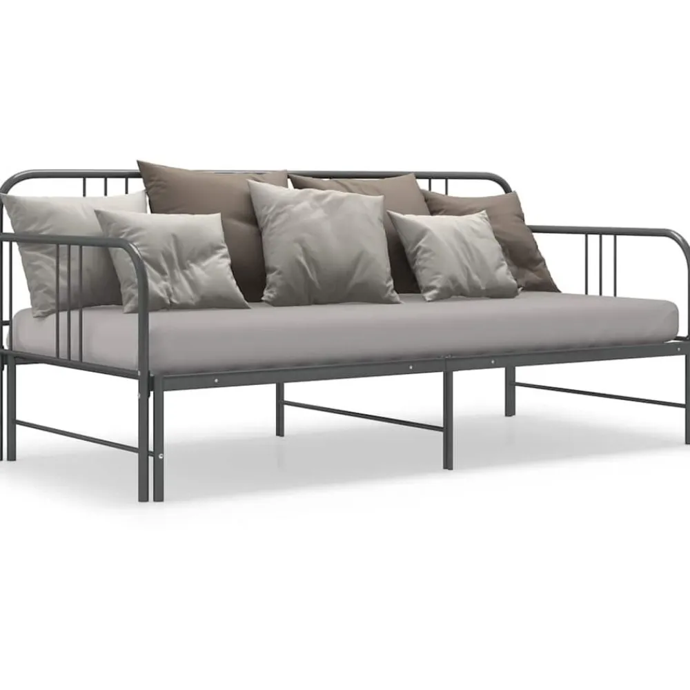 Lits & Accessoires-vidaXL Cadre de canapé-lit extensible sans matelas métal 90x200cm Gris