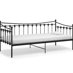 Lits & Accessoires-vidaXL Cadre de canapé-lit sans matelas métal 90x200 cm Noir
