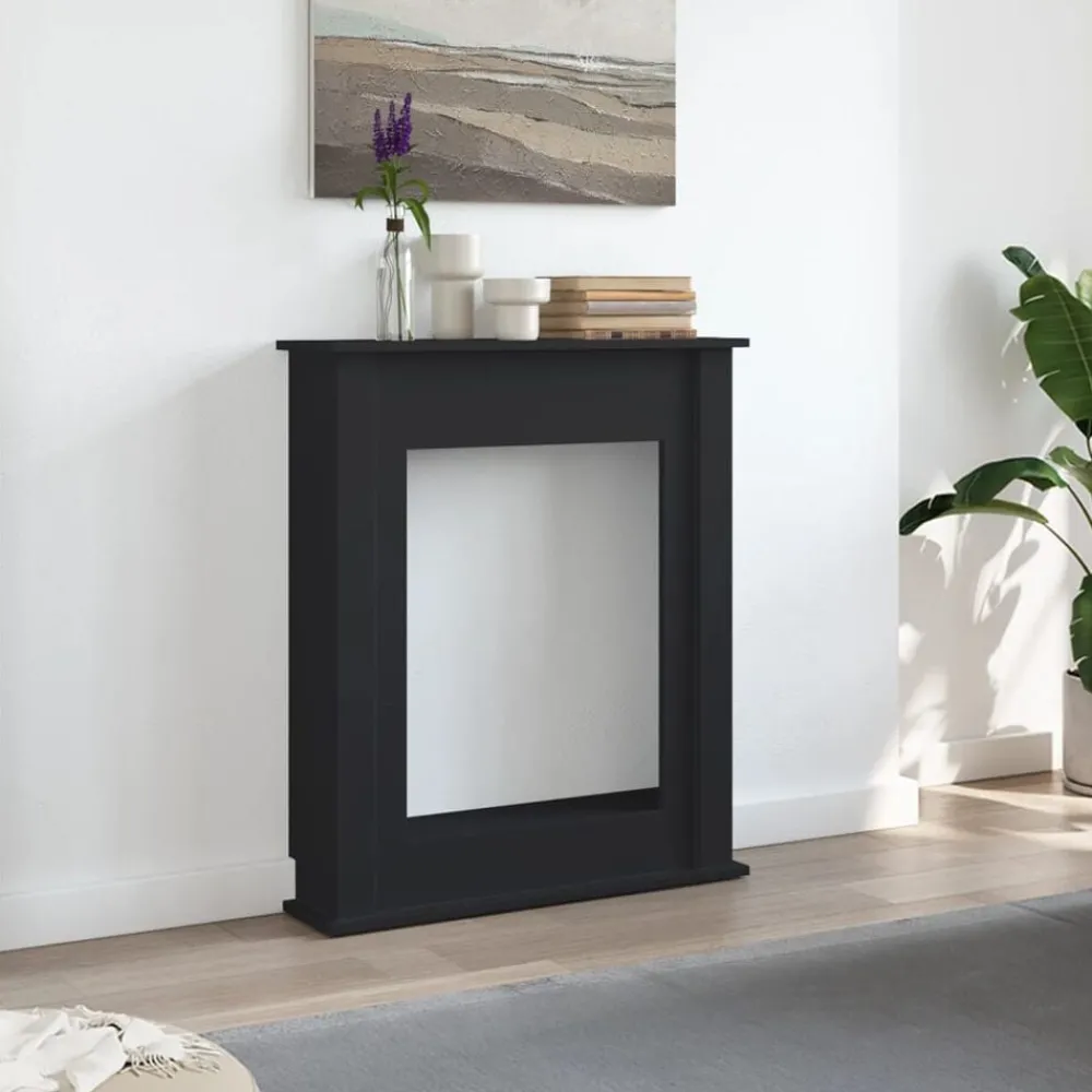 Accessoires Pour Cheminées & Poêles À Bois-vidaXL Cadre de cheminée 75x20x87,5 cm bois d'ingénierie Noir
