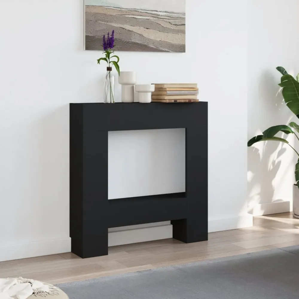 Accessoires Pour Cheminées & Poêles À Bois-vidaXL Cadre de cheminée 81x18x82 cm bois d'ingénierie Noir