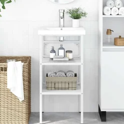 Armoires & Meubles De Rangement-vidaXL Cadre de lavabo de salle de bain 40x38x83 cm Fer Blanc