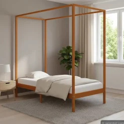 Lits & Accessoires-vidaXL Cadre de lit à baldaquin sans matelas bois massif 90x200 cm marron miel