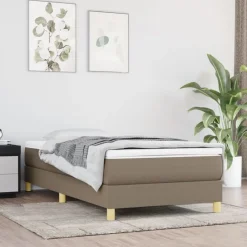 Lits & Accessoires-vidaXL Cadre de lit à lattes 80x200 cm tissu Taupe