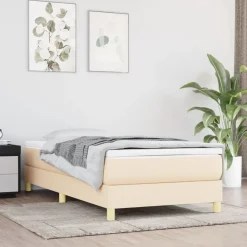 vidaXL Cadre de lit à lattes crème 80x200 cm tissu