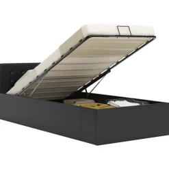 Lits & Accessoires-vidaXL Cadre de lit à rangement hydraulique Similicuir 90x200 cm Noir