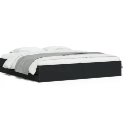 Lits & Accessoires-vidaXL Cadre de lit avec tiroirs sans matelas 200x200 cm Noir