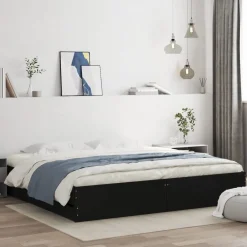 Lits & Accessoires-vidaXL Cadre de lit avec tiroirs sans matelas 200x200 cm Noir