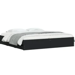 Lits & Accessoires-vidaXL Cadre de lit avec tiroirs sans matelas 200x200 cm Noir