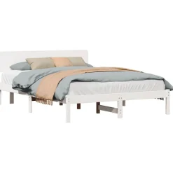 vidaXL Cadre de lit avec tête de lit 200 x 200 cm Pin massif