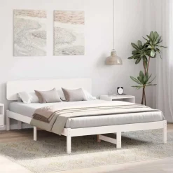 vidaXL Cadre de lit avec tête de lit 200 x 200 cm Pin massif