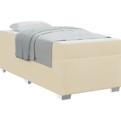 vidaXL Cadre de lit avec matelas Crème 80 x 200 cm tissu
