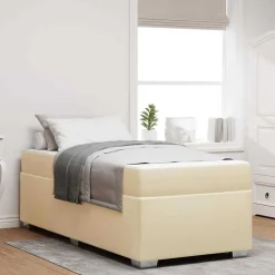 vidaXL Cadre de lit avec matelas Crème 80 x 200 cm tissu
