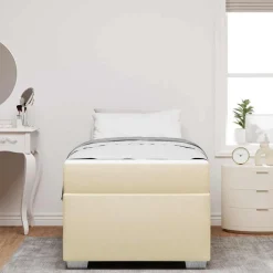 vidaXL Cadre de lit avec matelas Crème 80 x 200 cm tissu