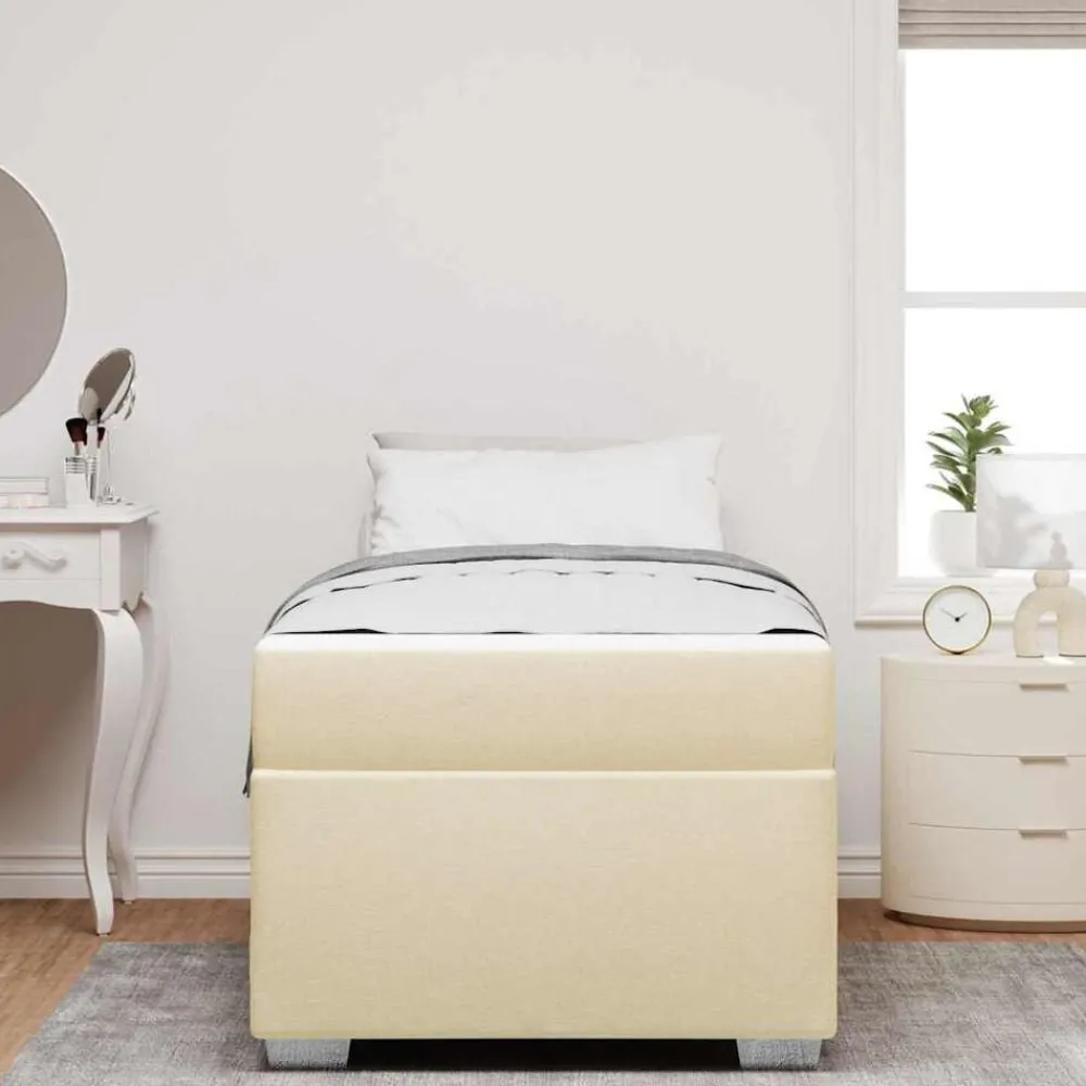 vidaXL Cadre de lit avec matelas Crème 80 x 200 cm tissu