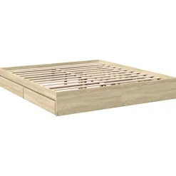 vidaXL Cadre de lit avec tiroirs sans matelas chêne sonoma 180x200 cm