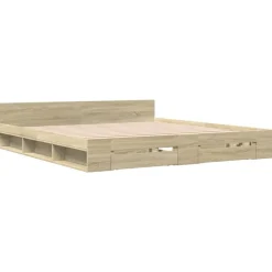 Lits & Accessoires-vidaXL Cadre de lit avec tiroirs sans matelas chêne sonoma 180x200 cm Ch&ecirc;ne sonoma