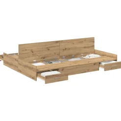 vidaXL Cadre de lit avec rangement Chêne artisanal 140 x 190 cm