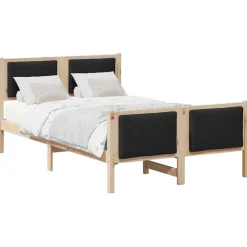 vidaXL Cadre de lit avec tête de lit Noir 120 x 200 cm tissu