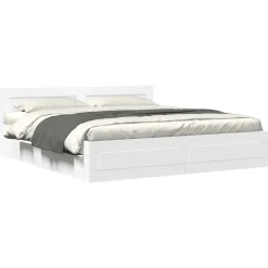 Lits & Accessoires-vidaXL Cadre de lit avec tête de lit sans matelas 200x200 cm Blanc