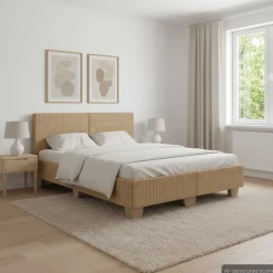 vidaXL Cadre de lit avec tête de lit sans matelas rotin véritable