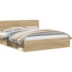 vidaXL Cadre de lit avec tête de lit Sonoma 200 x 200 cm Pin massif